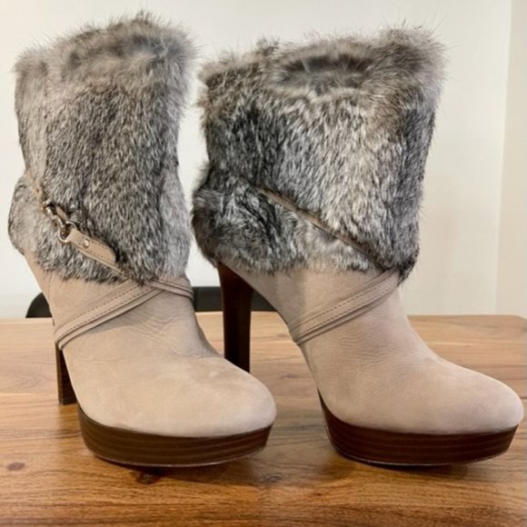 Coach Athena Soft Nubuck Leather & Rabbit Fur Boots - Picture 4 of 12
